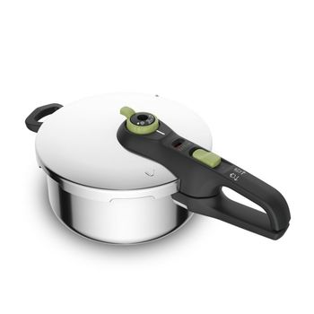 Product image of the product “Tefal Secure Trendy P2580400 Pressure Cooker 4 L,2-Stage Cooker Intensive Level 117 °C,Gentle Level 112 °C,Induction Capsule Base,Suitable for All Cookers,Short Side Handle,Black,Green ”