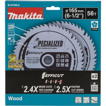 Artikelbild des Artikels “Makita B-57336-2 Kreissägeblatt-Set 165 x 20 x 1.45mm Zähneanzahl: 56 2St. “
